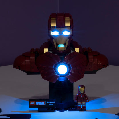 LEGO® Iron Man MK4 Bust #76327 DIY Light Bundle
